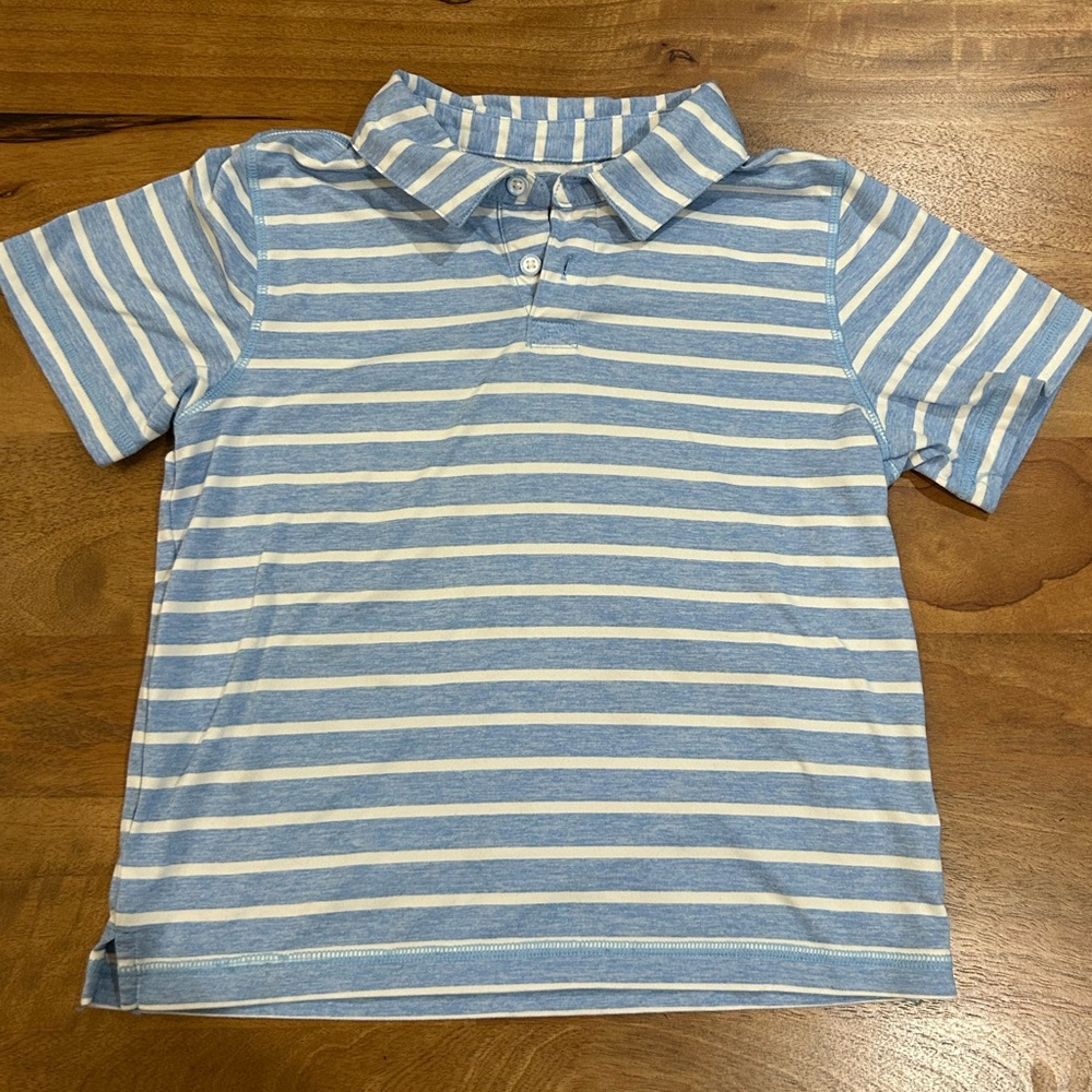 Hanna Andersson Blue & White Striped Polo Shirt - Boys size 110
